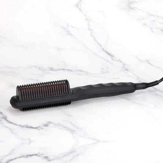 Ceramic Straightening Brush: Black and Rose Gold