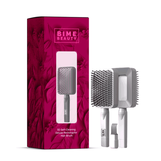 3D Self-cleaning Deluxe Rectangular Hair Brush: White